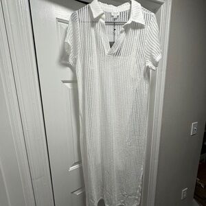 Large white Women’s MidiDress | Crochet Overlay